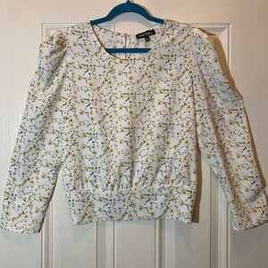 Kontrol Contemporary Floral Blouse - White and Yellow